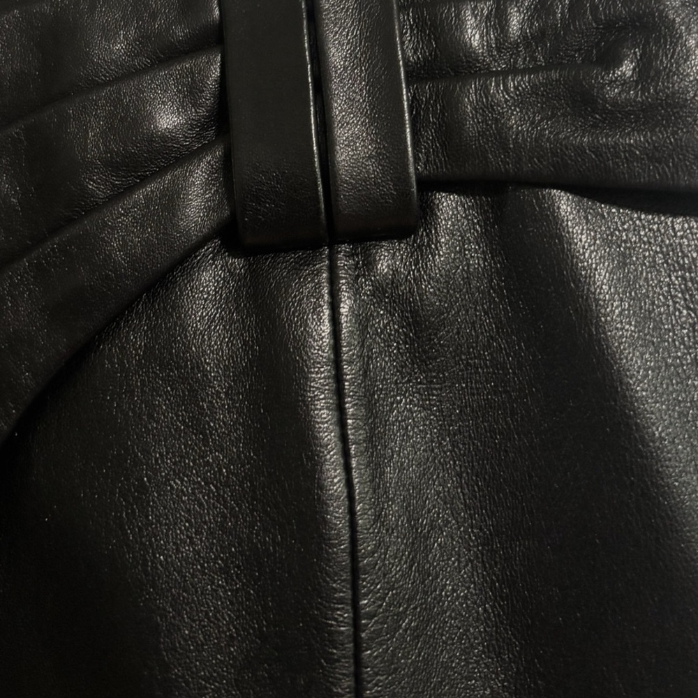 ANTONIO MELANI Black Faux Leather Pencil Skirt with Wrap Detail - Picture 7 of 9